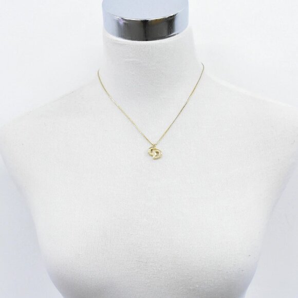 Christian Dior CD Logo Rhinestone Gold Plated Necklace - Picture 5 of 10